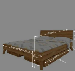 Discount Wohnen Massives Wildeiche Bett mit Schubladen - Eavy I