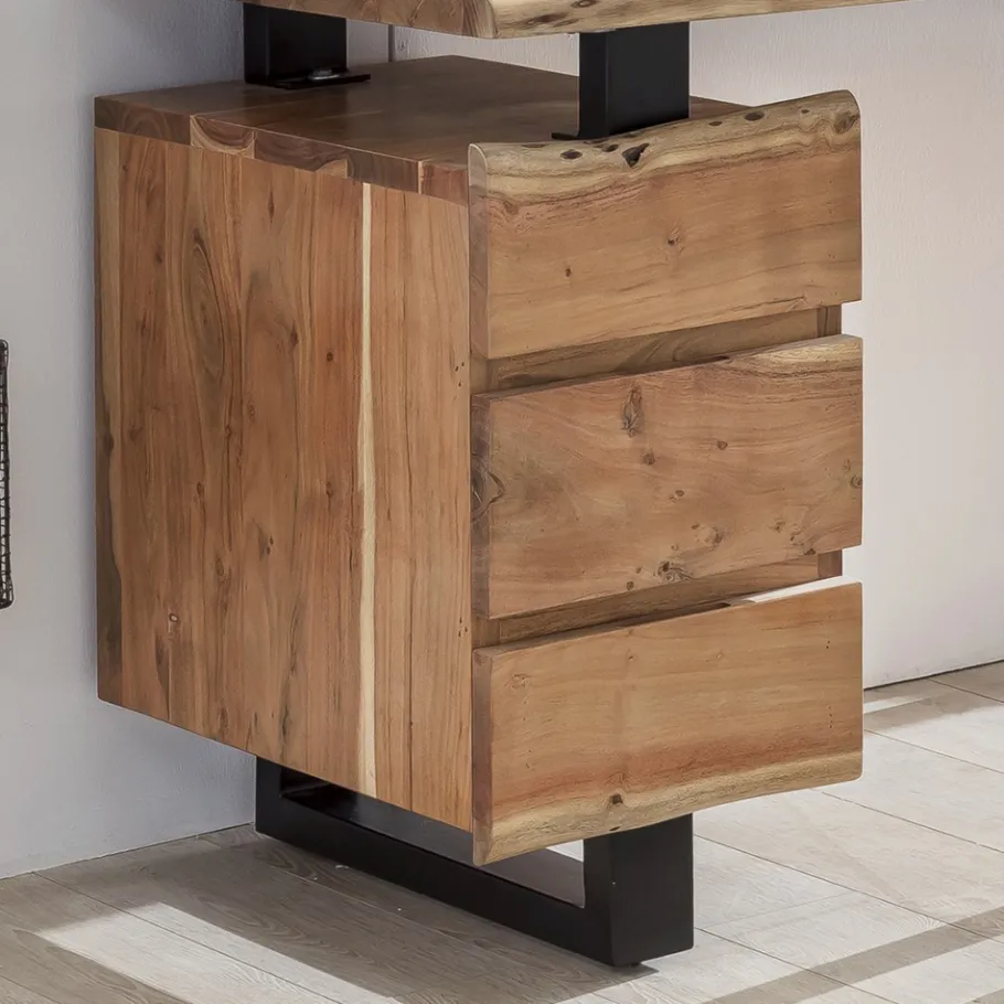 Discount Wohnen Massivholz Baumkanten Schreibtisch 147x80 - Necrus