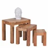 Clearance Wohnen Massivholz Beistelltische Vislan im Set (dreiteilig)