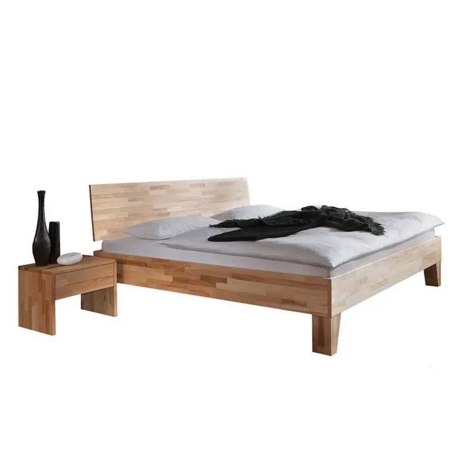 Discount Wohnen Massivholz Doppelbett Acientra aus Kernbuche geölt (dreiteilig)