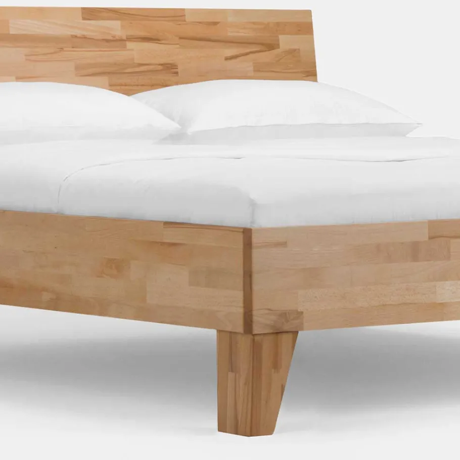 Discount Wohnen Massivholz Doppelbett Acientra aus Kernbuche geölt (dreiteilig)