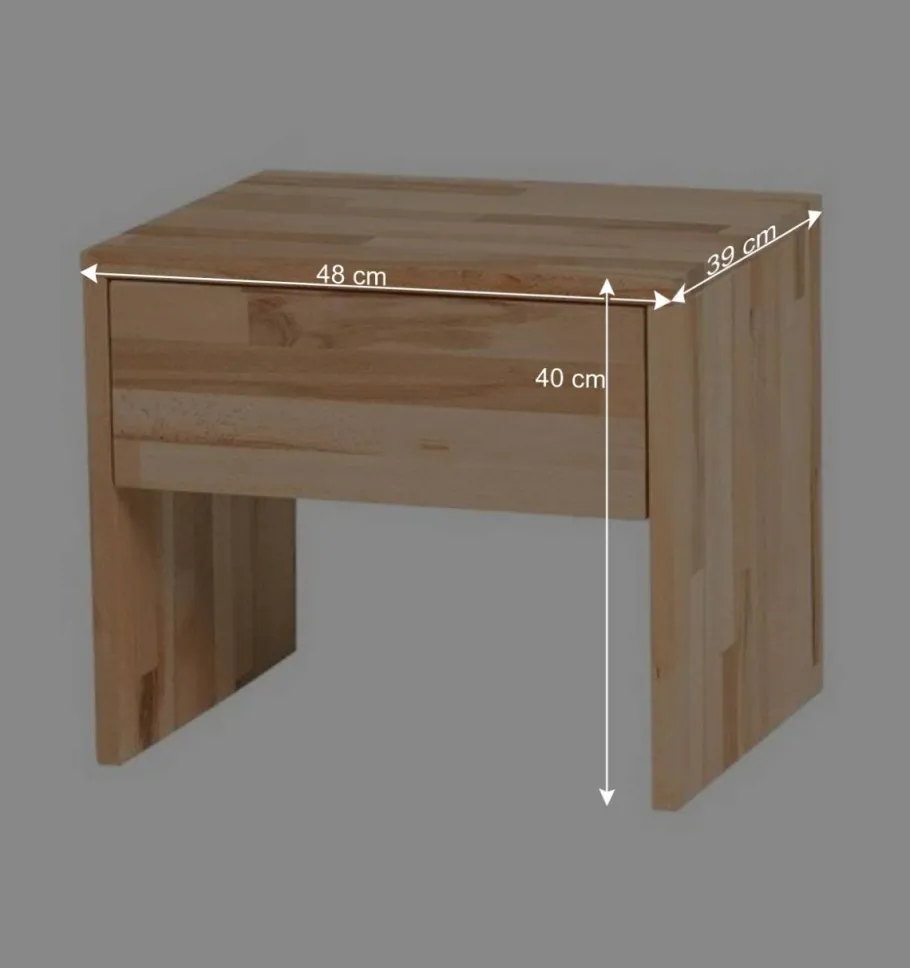 Discount Wohnen Massivholz Doppelbett Acientra aus Kernbuche geölt (dreiteilig)