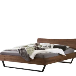 Discount Wohnen Massivholz Doppelbett in Braun Nussbaum - Charlots