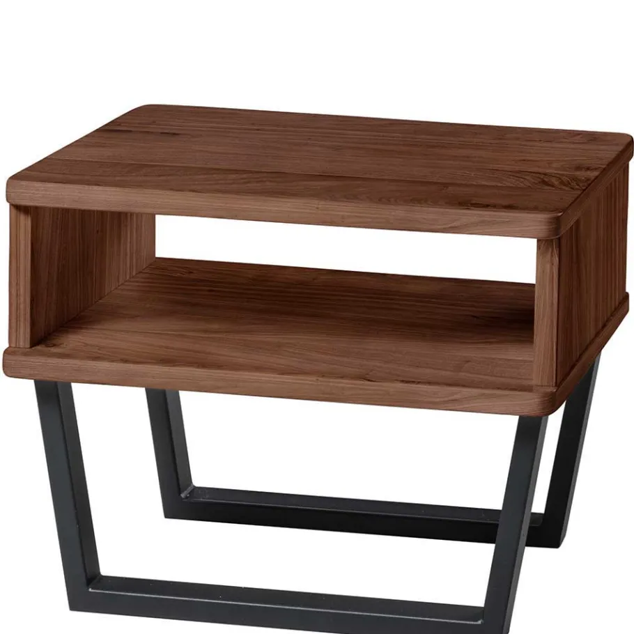 Discount Wohnen Massivholz Doppelbett in Braun Nussbaum - Charlots