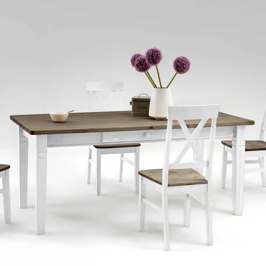 New Wohnen Massivholz Esstisch Mirandesca mit Schubladen