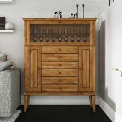 Sale Wohnen Massivholz Highboard Masdamos mit Glasklappe