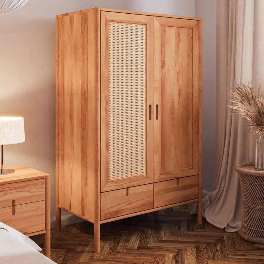 Hot Wohnen Massivholz Kleiderschrank mit 2 Türen & Schublade - Indrya