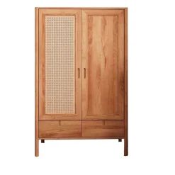 Hot Wohnen Massivholz Kleiderschrank mit 2 Türen & Schublade - Indrya