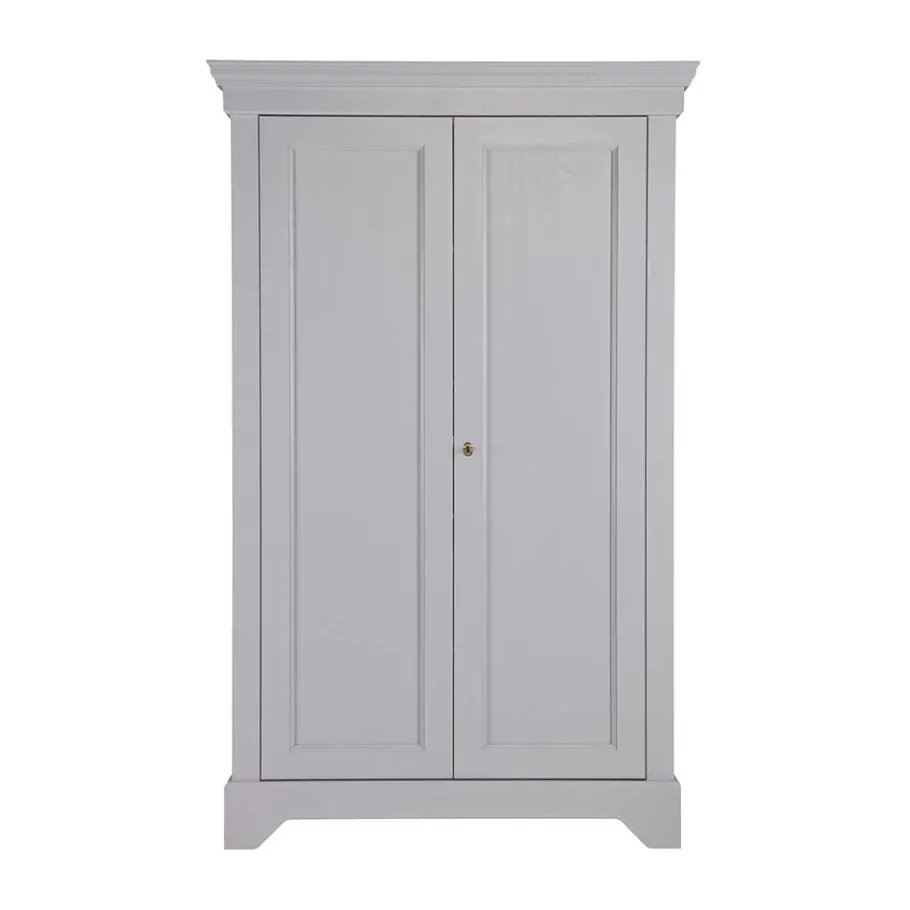 New Wohnen Massivholz Kleiderschrank Saliara in Grau
