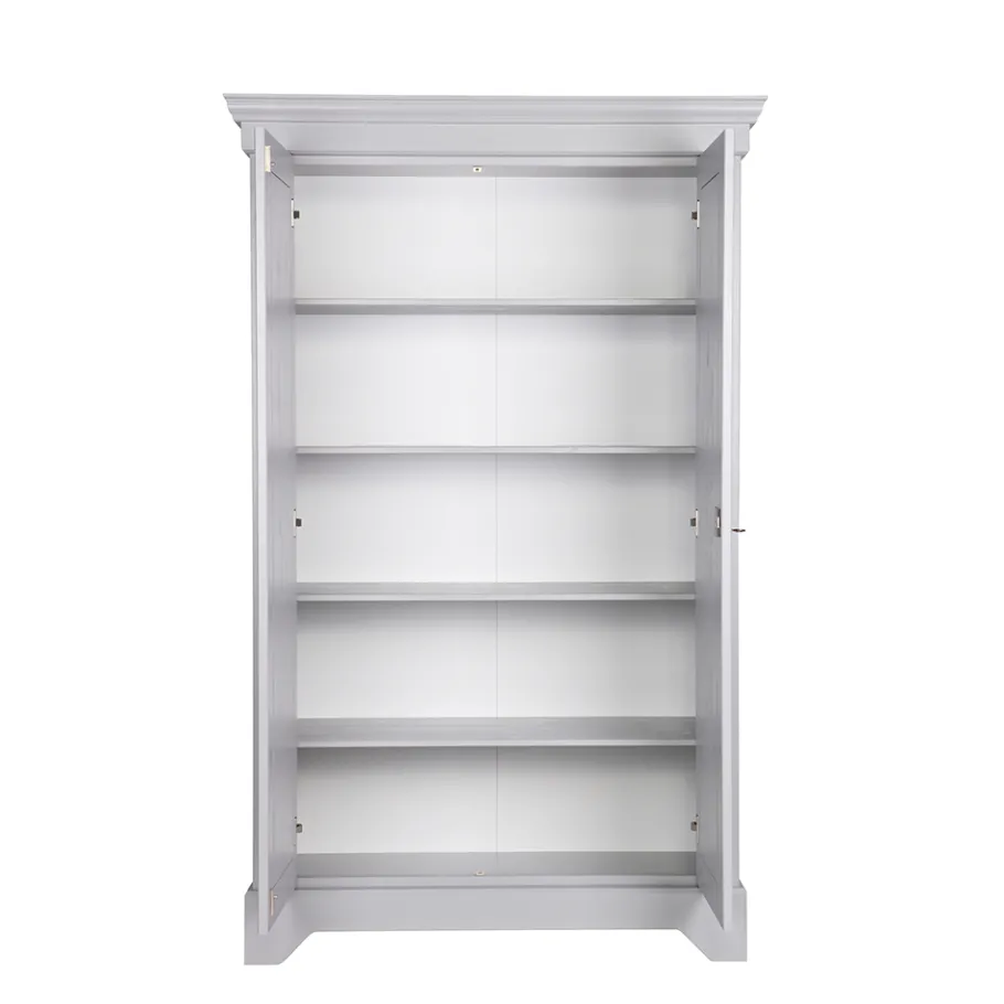 New Wohnen Massivholz Kleiderschrank Saliara in Grau