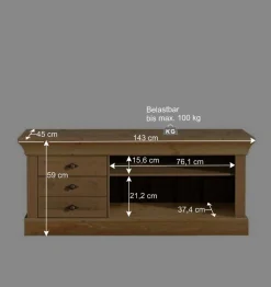 Discount Wohnen Massivholz Lowboard Piatra aus Kiefer