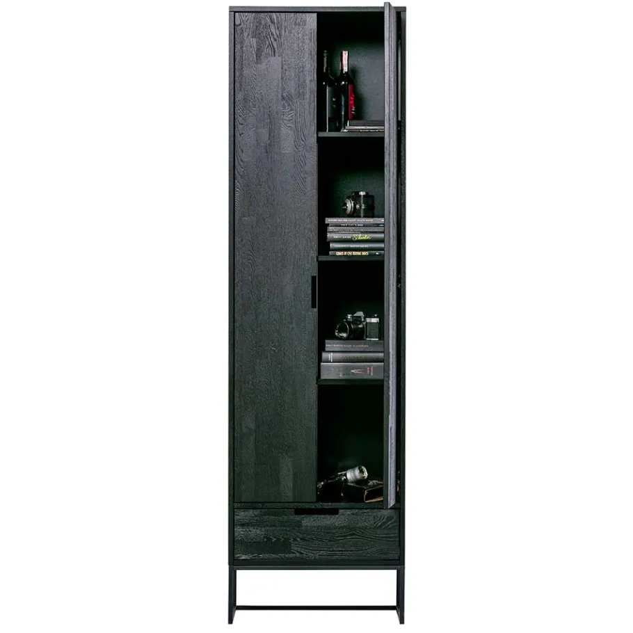 Discount Wohnen Massivholz Schrank in Schwarz - Almery