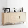 New Wohnen Massivholz Sideboard in Eiche Bianco - Vangus