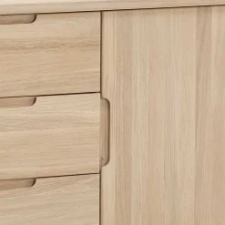 New Wohnen Massivholz Sideboard in Eiche Bianco - Vangus