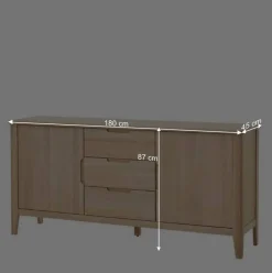 New Wohnen Massivholz Sideboard in Eiche Bianco - Vangus
