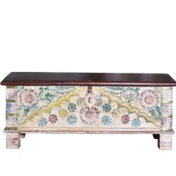 New Wohnen Massivholz Truhe im Boho Style - Akeno