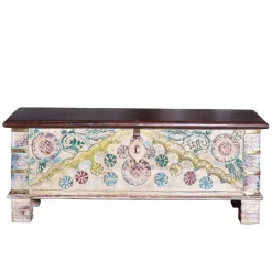 New Wohnen Massivholz Truhe im Boho Style - Akeno