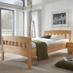 Outlet Wohnen Massivholzbett Greeno mit Kopf- und Fußteil