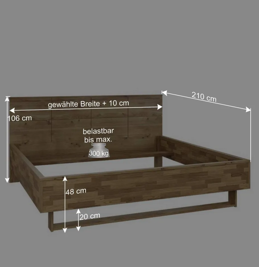 Outlet Wohnen Massivholzbett in Eiche Bianco geölt - Vervesdo