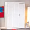 Outlet Wohnen Massivholz-Kleiderschrank Nabrosia in Weiß