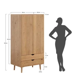 Sale Wohnen Massivholz-Kleiderschrank mit zwei Schubladen - Fabijola