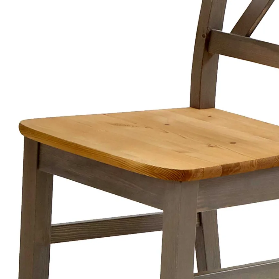 Sale Wohnen Massivholzstuhl Cempino in Grau Kiefer (2er Set)
