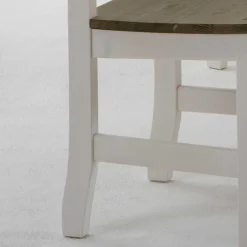 Outlet Wohnen Massivholzstuhl Zamaiko in Weiß Grau (2er Set)