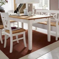 Best Wohnen Massivholztisch Lugon in Weiß und Laugenfarbig