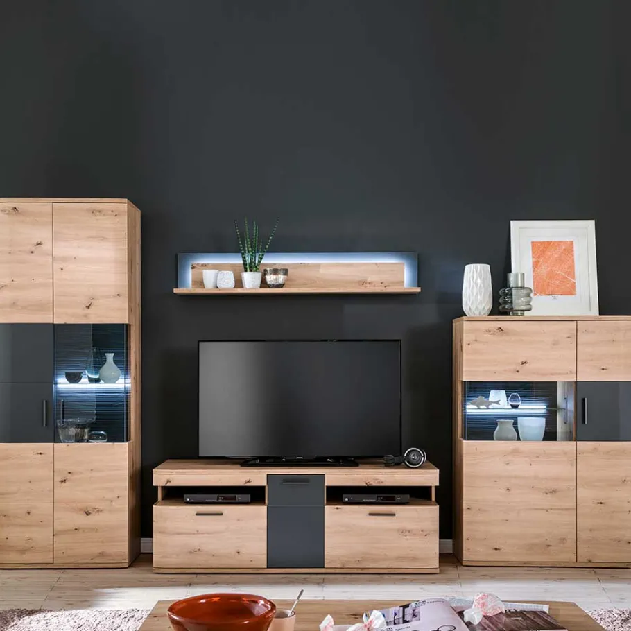 Hot Wohnen Möbel Wohnkombination Set - Vecenda (vierteilig)