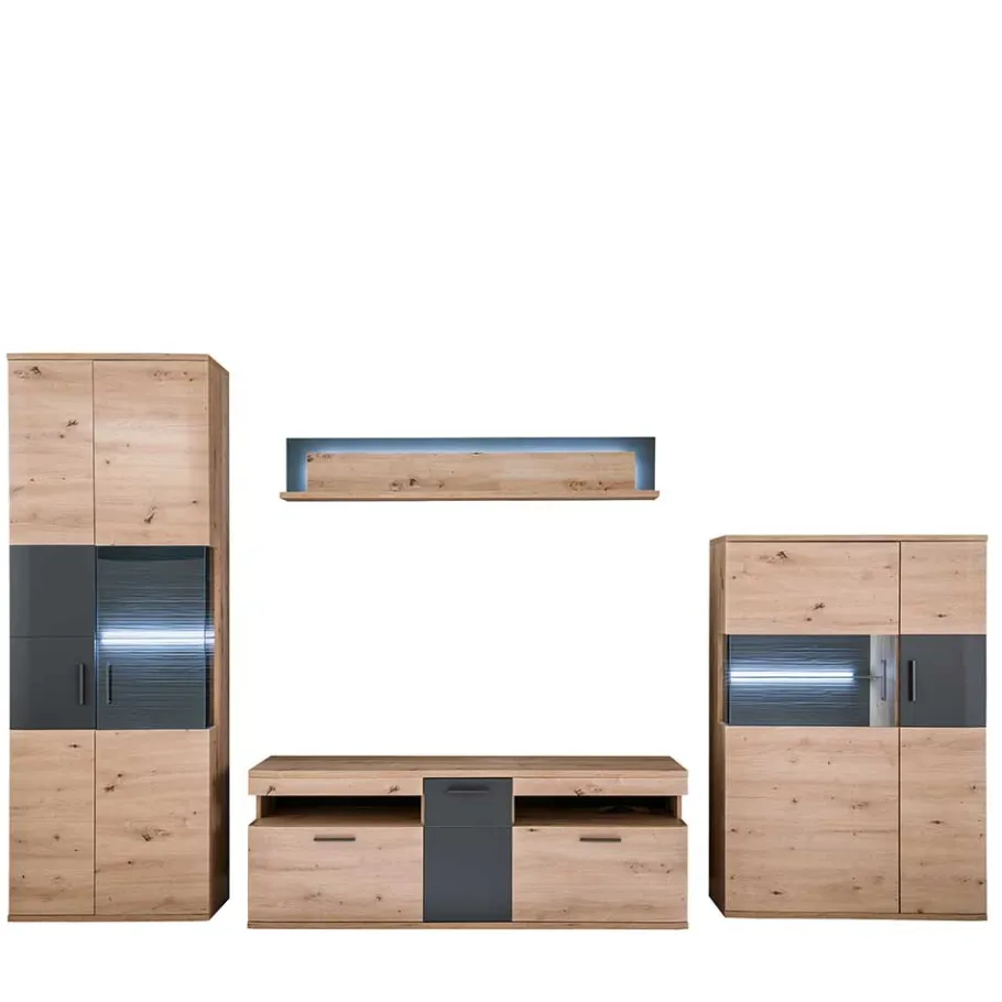 Hot Wohnen Möbel Wohnkombination Set - Vecenda (vierteilig)