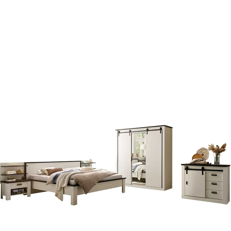 Online Wohnen Möbelset Schlafzimmer mit Bett 180x200 - Tramos (fünfteilig)