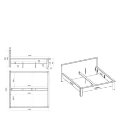 Online Wohnen Möbelset Schlafzimmer mit Bett 180x200 - Tramos (fünfteilig)