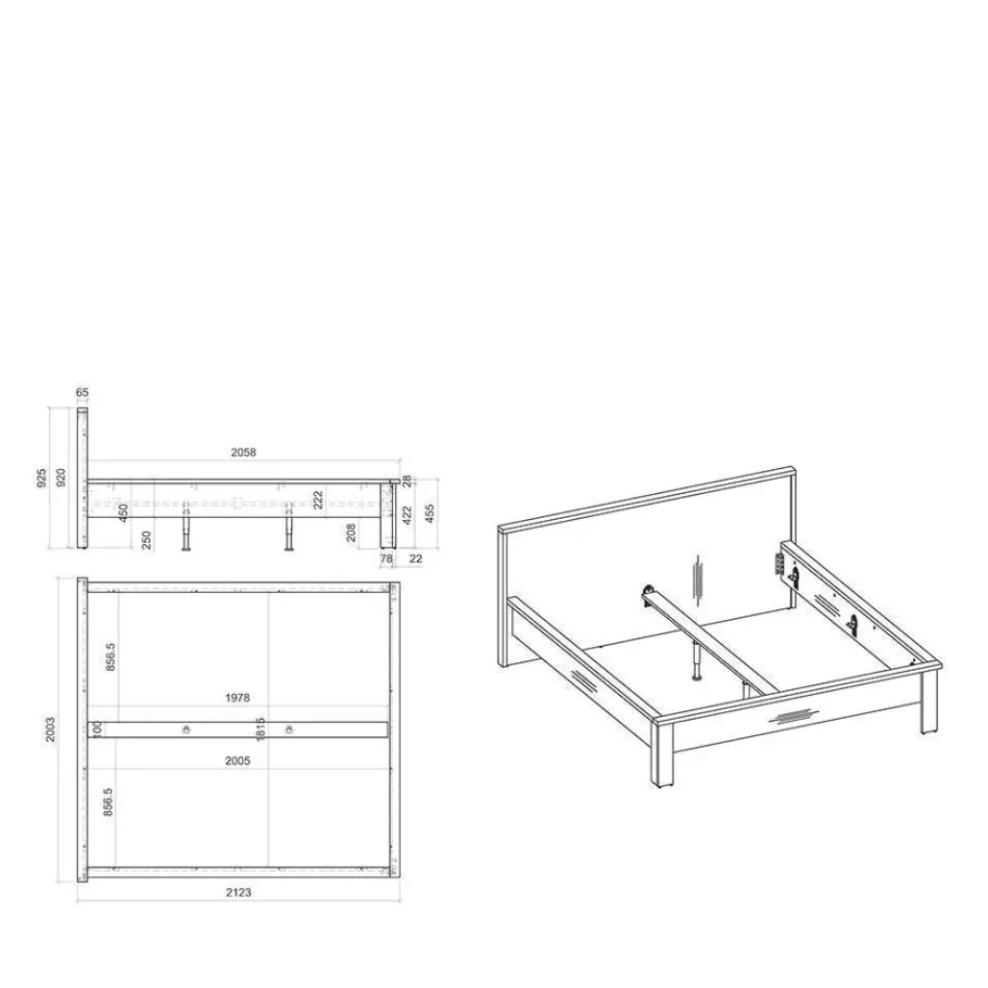 Online Wohnen Möbelset Schlafzimmer mit Bett 180x200 - Tramos (fünfteilig)