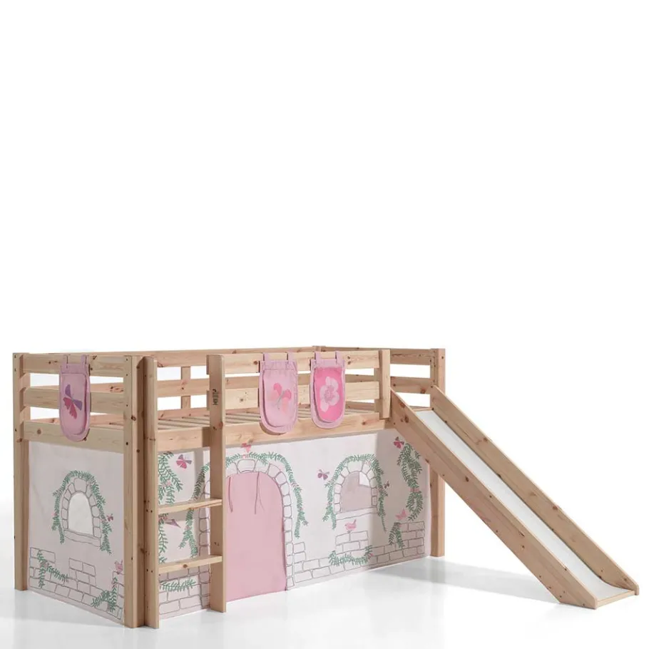 Outlet Wohnen Mädchen Abenteuer Hochbett in Kiefer Natur - Ashford
