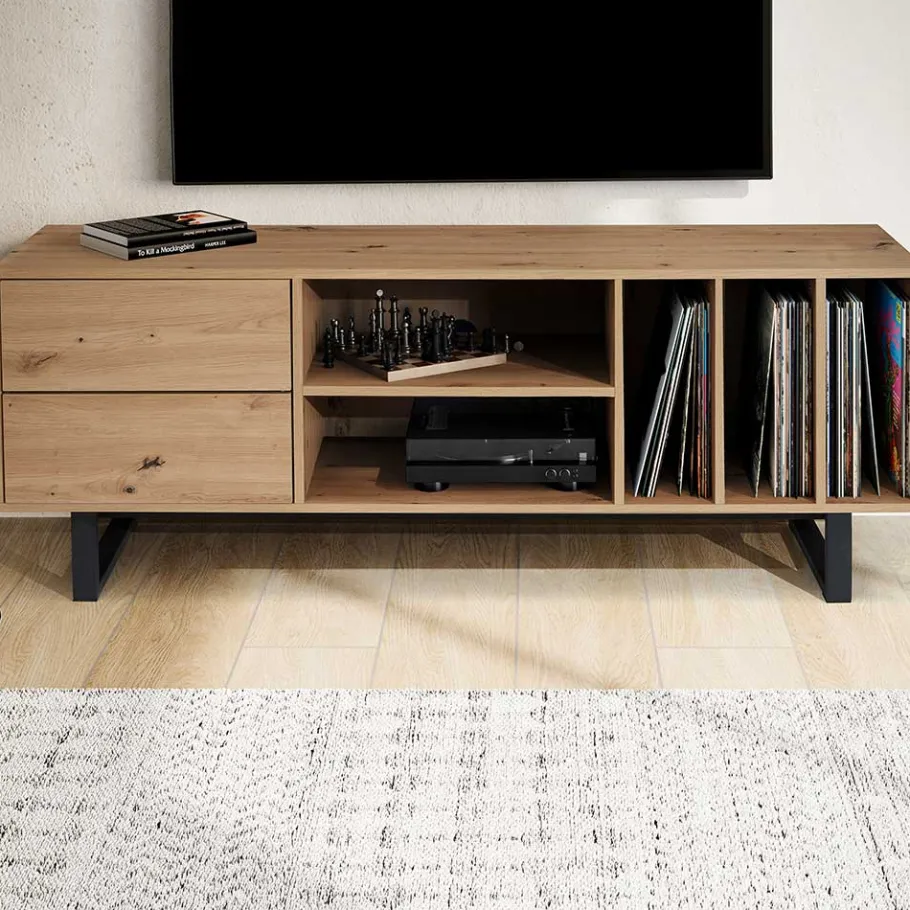 Outlet Wohnen Medien Element in Wildeiche Holzoptik - Priazena
