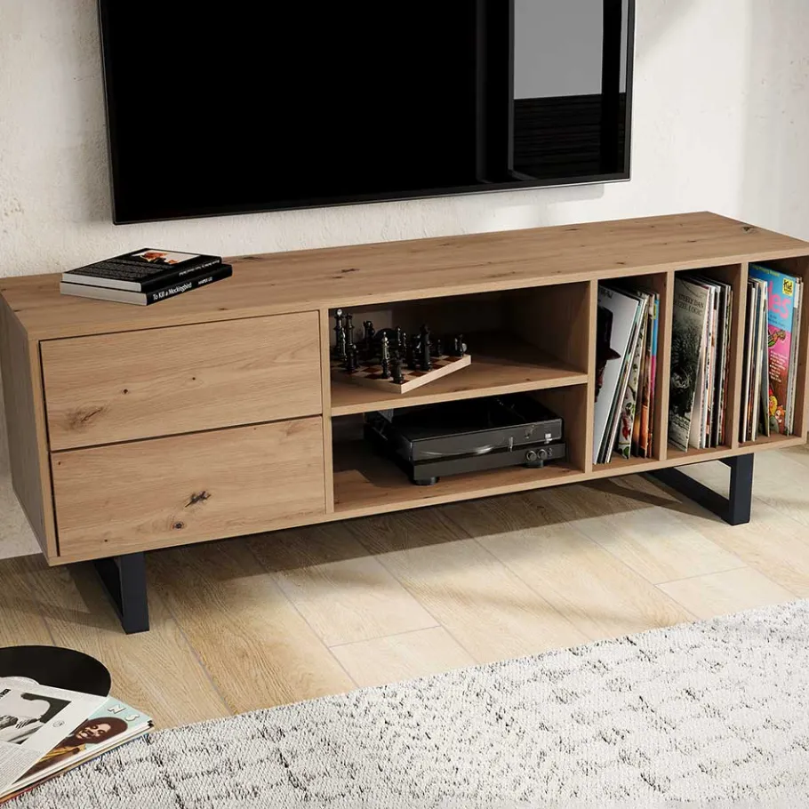 Outlet Wohnen Medien Element in Wildeiche Holzoptik - Priazena