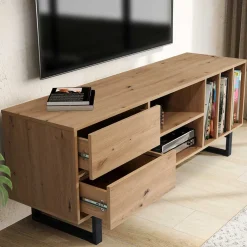Outlet Wohnen Medien Element in Wildeiche Holzoptik - Priazena