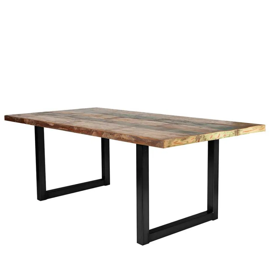 Clearance Wohnen Mehrfarbiger Esstisch Altholz Shabby Chic Enjadara mit Stahl Schwarz