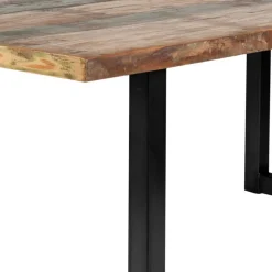 Clearance Wohnen Mehrfarbiger Esstisch Altholz Shabby Chic Enjadara mit Stahl Schwarz