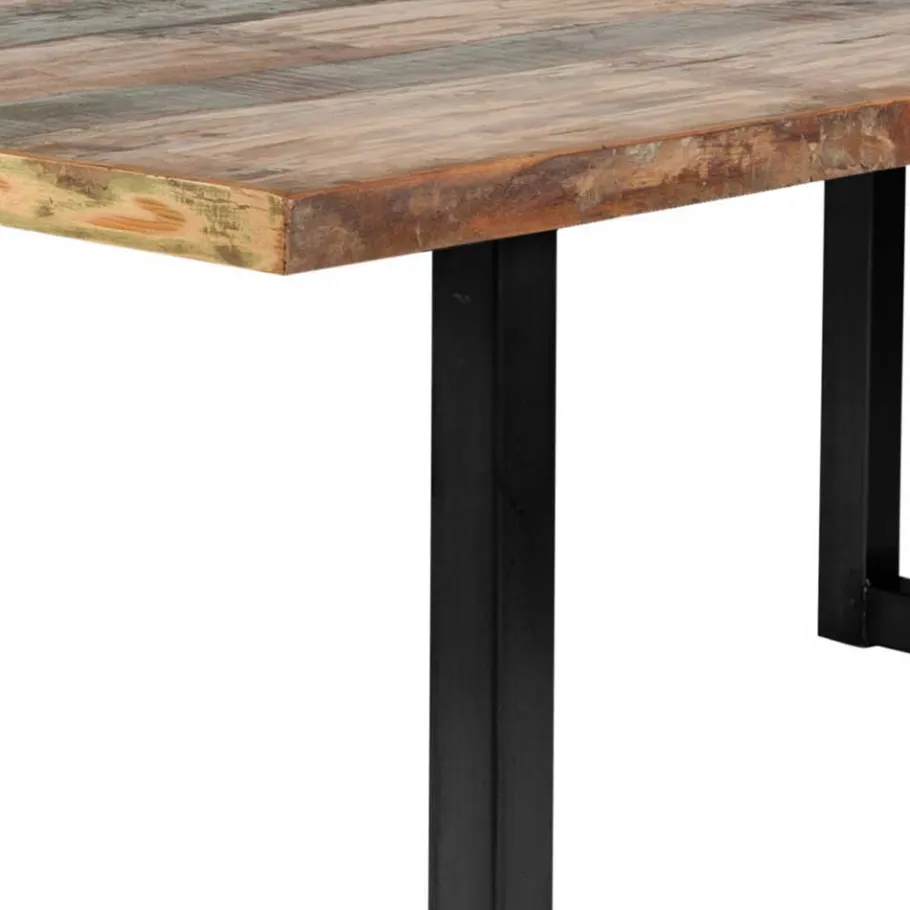 Clearance Wohnen Mehrfarbiger Esstisch Altholz Shabby Chic Enjadara mit Stahl Schwarz