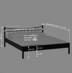 Discount Wohnen Metall Bett Halfa in Schwarz