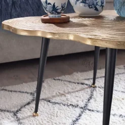 Wohnen Metall Couchtisch mit Alu Platte im Baumscheiben Design - Lavetras