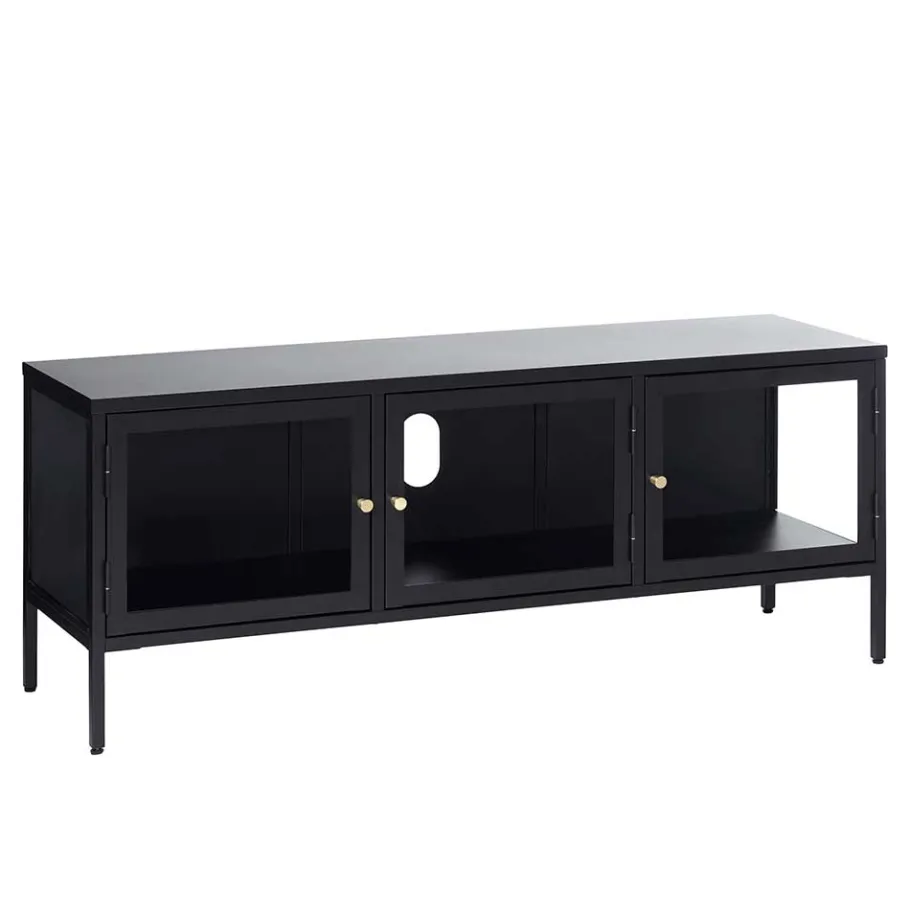 Best Wohnen Metall Lowboard Vitrine in Schwarz - Feliz