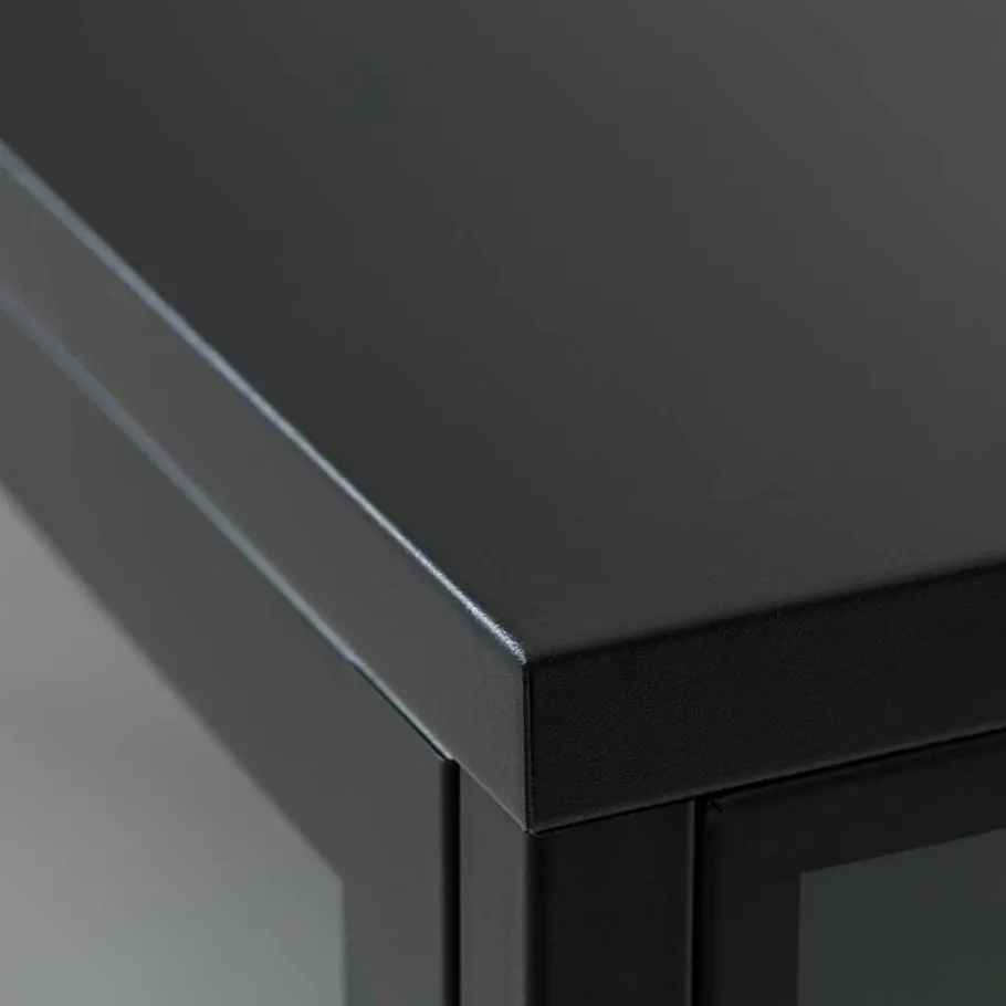 Best Wohnen Metall Lowboard Vitrine in Schwarz - Feliz