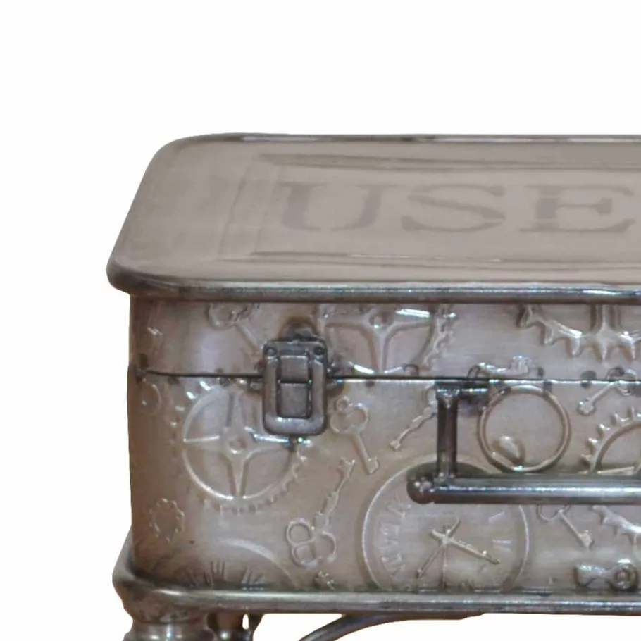 Online Wohnen Metall Truhentisch im Koffer Design mit Print Magic Industry Style