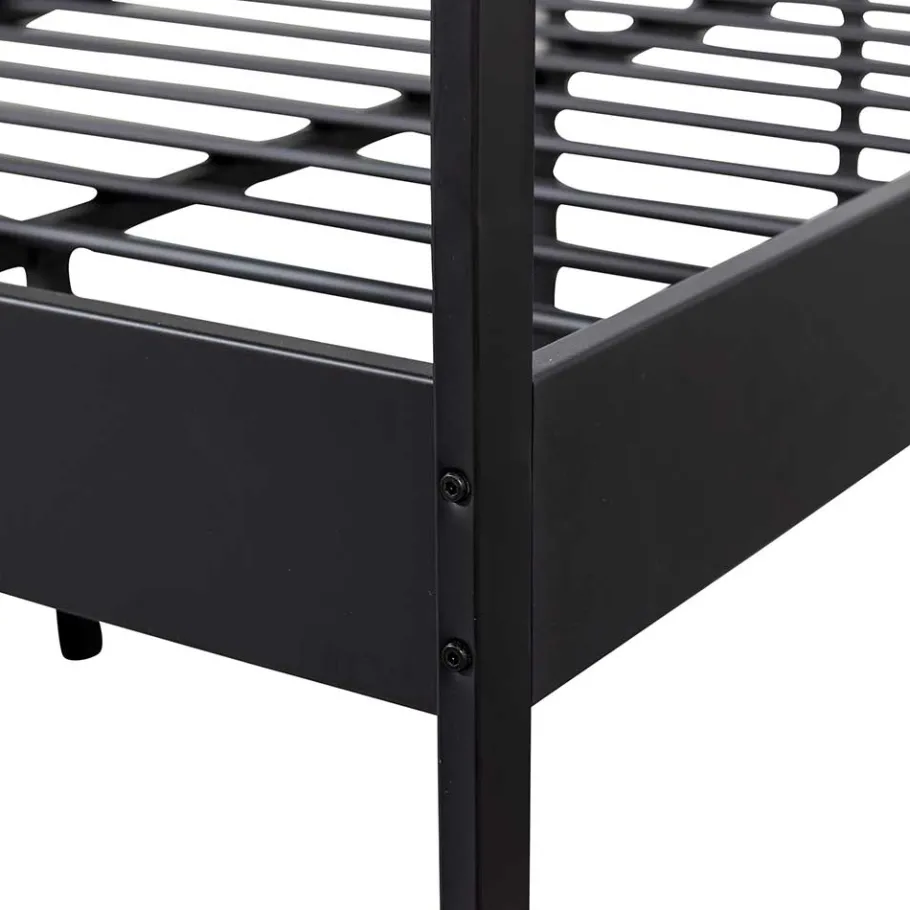 New Wohnen Metallbett mit Kopf- und Fußteil in Schwarz - Shinano