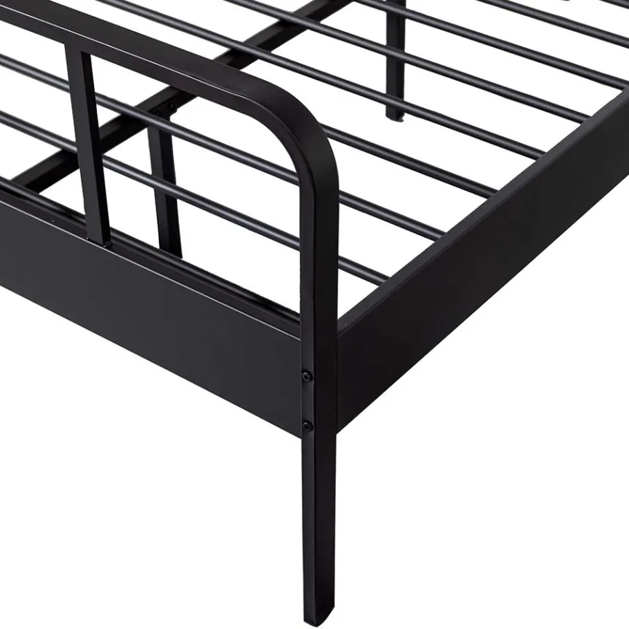 New Wohnen Metallbett mit Kopf- und Fußteil in Schwarz - Shinano