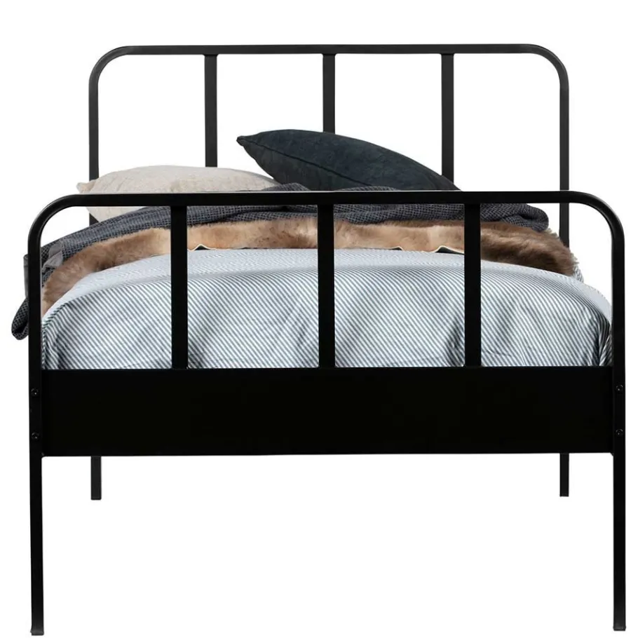 New Wohnen Metallbett mit Kopf- und Fußteil in Schwarz - Shinano