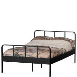 New Wohnen Metallbett mit Kopf- und Fußteil in Schwarz - Shinano