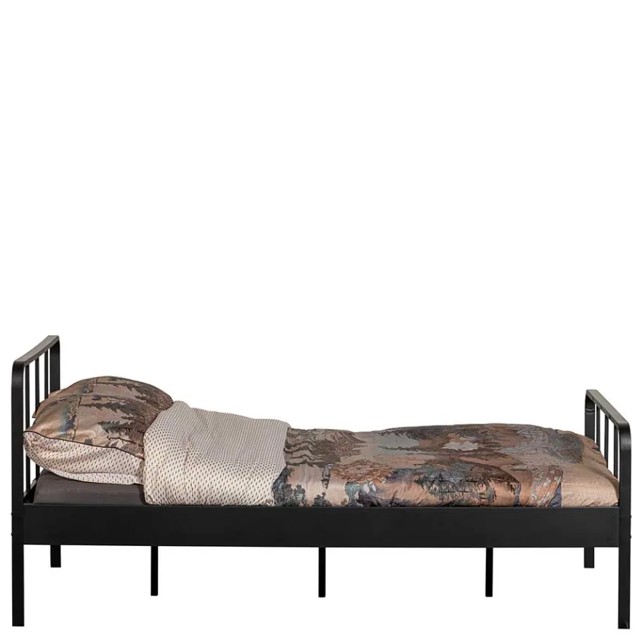 New Wohnen Metallbett mit Kopf- und Fußteil in Schwarz - Shinano